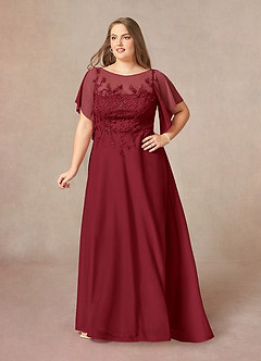 Azazie Cavell Mother of the Bride Dresses Burgundy A-Line Sequins Mesh Dress image10