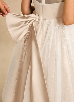 Azazie Addison Flower Girl Dresses White Alabaster Ball-Gown Sequins Tulle Dress image6