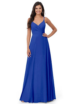 Azazie Lennon Bridesmaid Dresses Royal Blue A-Line Lace Chiffon Dress image5