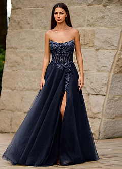 Brilliance Navy Glitter Prom Dress image2