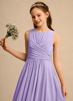 Azazie Ducky Junior Formal Flower Girl Dresses Lilac A-Line Pleated Chiffon Dress image3