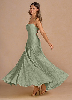 Marlo Agave Green A-Linien Maxikleid mit floralem Burnout-Muster image4