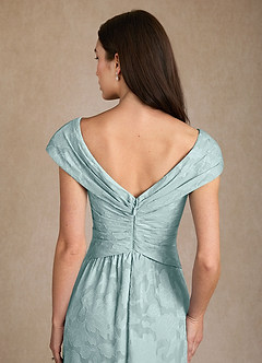 Azazie Myrtle Mother of the Bride Dresses Mist A-Line Pleated Floral Burnout Dress image6
