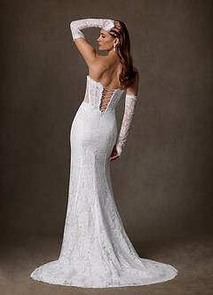 Azazie Issa Vestidos de novia Vestido de Diamante Blanco de Encaje de Corte Recto con Sin tirantes image2