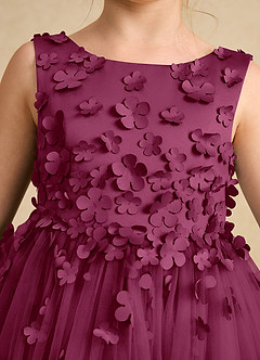 Azazie Lana Flower Girl Dresses Mulberry A-Line Sleeveless Matte Satin Dress image6