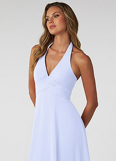 Azazie Tessie Bridesmaid Dresses Lavender A-Line V-Neck Pleated Chiffon Dress image5