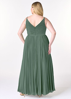 Azazie Raychelle Brautjungfernkleider A-Linie V-Hals Chiffon Kleid Eukalyptus image8