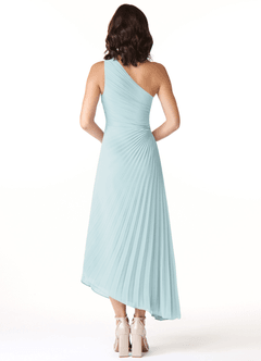 Azazie Kirra Bridesmaid Dresses Mist A-Line One Shoulder Chiffon Dress image2