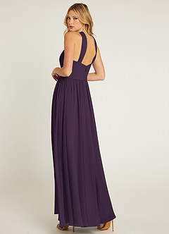 Azazie Jacey Bridesmaid Dresses Plum A-Line Pleated Chiffon Dress image4