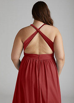 Azazie Ashia Bridesmaid Dresses Rust A-Line Pleated Chiffon Dress image12