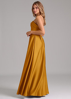 Azazie Lucienne Bridesmaid Dresses Butterscotch A-Line Strapless Stretch Satin Convertible Dress image3