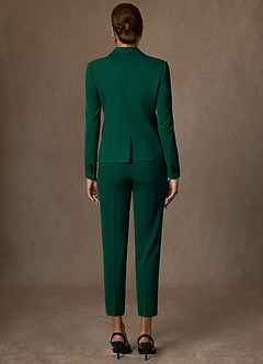 front Whitney Emerald Structured Stretch Cropped Dress Pants