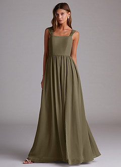 Azazie Calianna Brautjungfernkleider Wandelbar A-Linie Schulterfrei Chiffon Kleid Weidengrün image4
