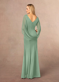 Azazie Belladonna Mother of the Bride Dresses Matcha Mermaid Scoop Pleated Mesh Dress image4