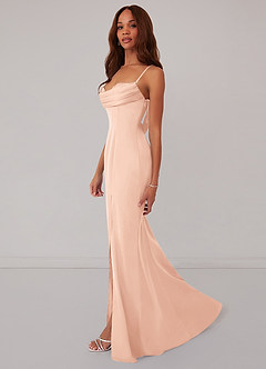 Barbie ♥ Azazie Bridesmaid Dresses English Rose Mermaid Corset Stretch Satin Dress image4