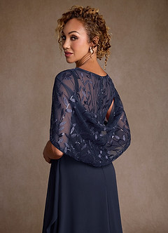 Azazie Beckley vestidos de madre de la novia Vestido de Azul Marino Oscuro de Gasa de Corte en A con Encaje image6