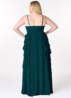 Azazie Peyton Bridesmaid Dresses Pine A-Line Ruched Chiffon Dress image8