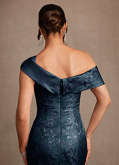 Azazie Zephyra vestidos de madre de la novia Vestido de Azul Marino Oscuro de Jacquard de Corte Sirena con Vestidos sin tirantes image6