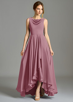 Azazie Wonderland Bridesmaid Dresses Vintage Mauve A-Line Pleated Chiffon Dress image4