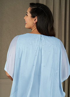 Azazie Aspyn Mother of the Bride Dresses Sky Blue Sheath Beaded Mesh Dress image14