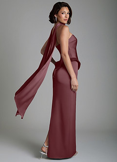 Azazie Harlow Bridesmaid Dresses Sangria Sheath Corset Stretch Satin Dress image9