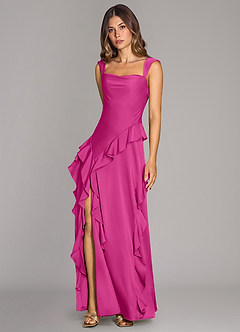 Azazie Sloane Jurken voor bruidsmeisjes Jurk van Stretch Satijn met A-Lijn Sweetheart Halslijn Fuchsia image4