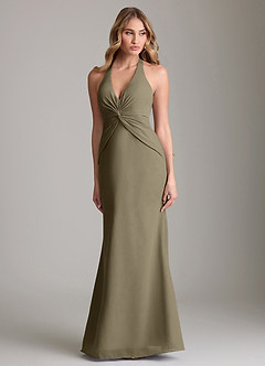 Azazie Valerie Bridesmaid Dresses Willow Green Mermaid Pleated Chiffon Dress image1