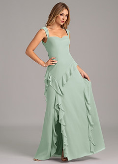 Azazie Sloane Bridesmaid Dresses Agave A-Line Sweetheart Neckline Chiffon Dress image3