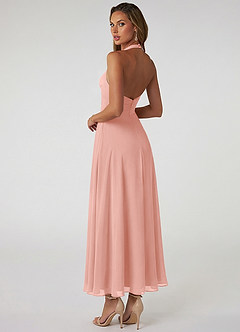 Azazie Tessie 신부 들러리 드레스 A라인 주름진 쉬폰 발목 길이 드레스 image2