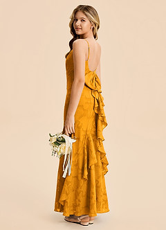 Azazie Lioren Junior Butterscotch Mermaid Ruched Floral Burnout Dress image3