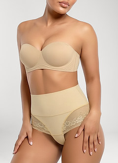 front Braguitas de talle alto con panel de encaje para control de abdomen