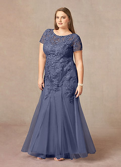 Azazie Laurie Mother of the Bride Dresses Stormy Mermaid Scoop Sequins Tulle Dress image9