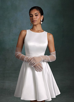 Azazie Alanna Wedding Dresses Diamond White A-Line Satin Dress image12