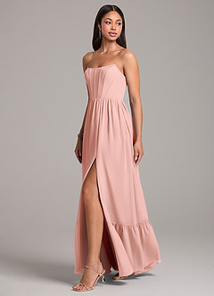 Azazie Kailee Bridesmaid Dresses Rosette A-Line with Pockets Chiffon Dress image3