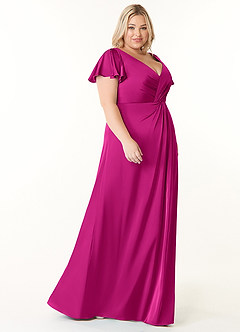 Azazie Soren Brautjungfernkleider A-Linie Plissee Stretch-Satin Kleider Fuchsia image10