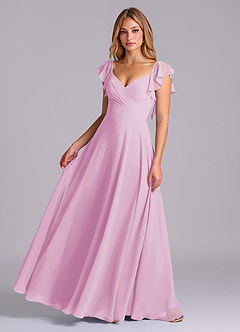 Azazie Leilani Bridesmaid Dresses Candy Pink A-Line Pleated Chiffon Dress image1