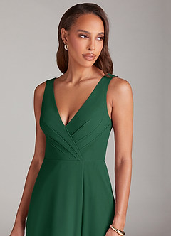 Azazie Nelly Bridesmaid Dresses Dark Green A-Line Pleated Chiffon Dress image6