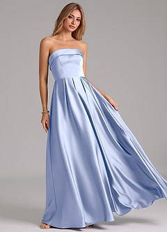 Azazie Lucienne Bridesmaid Dresses Ice A-Line Strapless Stretch Satin Convertible Dress image8