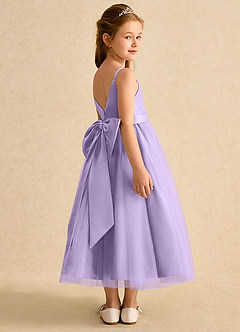 Azazie Patootie Robe Demoiselle D'honneur Fillette Robe Trapèze en Tulle Bretelle Spaghetti Lilas image2