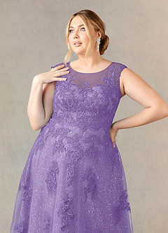Azazie Flynn Mother of the Bride Dresses Tahiti A-Line Boatneck Lace Tulle Dress image10