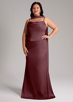 Azazie Sorrel Bridesmaid Dresses Sangria Mermaid Strapless Stretch Satin Convertible Dress image7