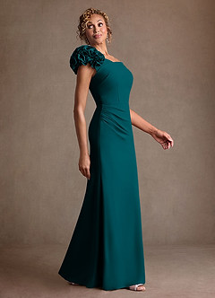 Azazie Gwynne Mother of the Bride Dresses Peacock Mermaid Off the Shoulder Stretch Crepe Dress image2