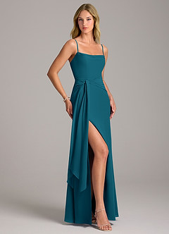 Azazie Tahlia Abiti da Damigella Abito A-Line in Chiffon Con Cintura Blu Inchiostro image3