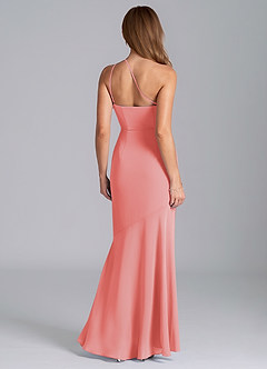 Azazie Tilla Vestidos de damas de honor Vestido de Coral de Gasa de Corte Sirena con Hombro unilateral image2