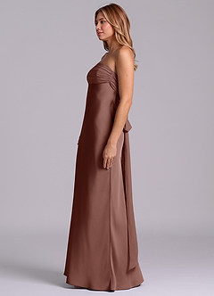 Azazie Ailanie Brudtärnklänningar Klä av Tubklänning i Stretch Satin Axelbandslös Espresso image6