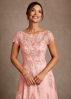 Azazie Jalinda vestidos de madre de la novia Vestido de Rosetón de Gasa de Corte en A con Encaje image5