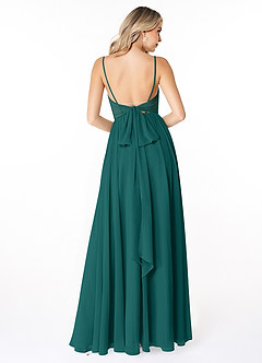 Azazie Gracie Sprzedaż ostateczna Linia A Pofałdowany Szyfon Do ziemi Sukienka image3