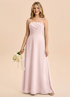 Azazie Rory Junior Robe Trapèze en Mousseline de soie Plissée Rose Pâle image1