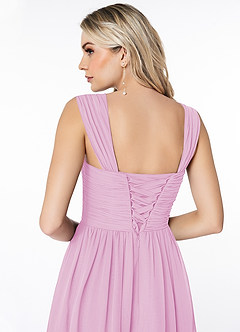 Azazie Angie Brautjungfernkleider A-Linie Korsett Chiffon Kleid Bonbonrosa image3