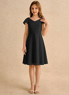 Azazie Narin Girls Formal Blomsterpigekjoler A-Line med ærmer Chiffon Knælængde Kjole image4